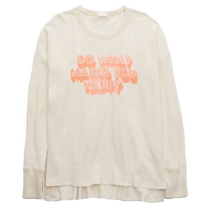 Offline by Aerie waffle rib graphic crew long sleeve tee Small